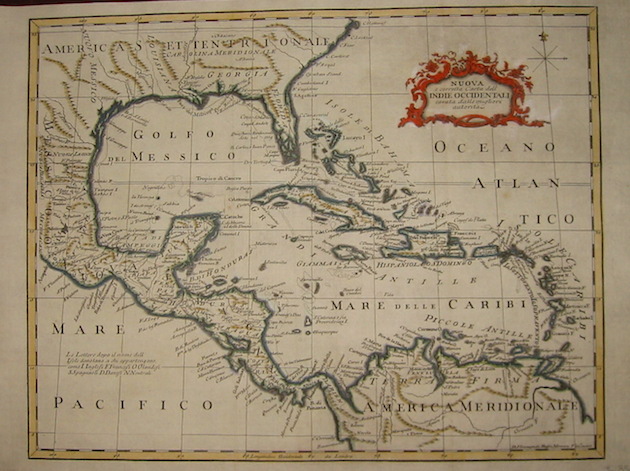 Rossi Veremondo Nuova e corretta Carta dell'Indie Occidentali cavata dalle migliori autorità  1777 Livorno 